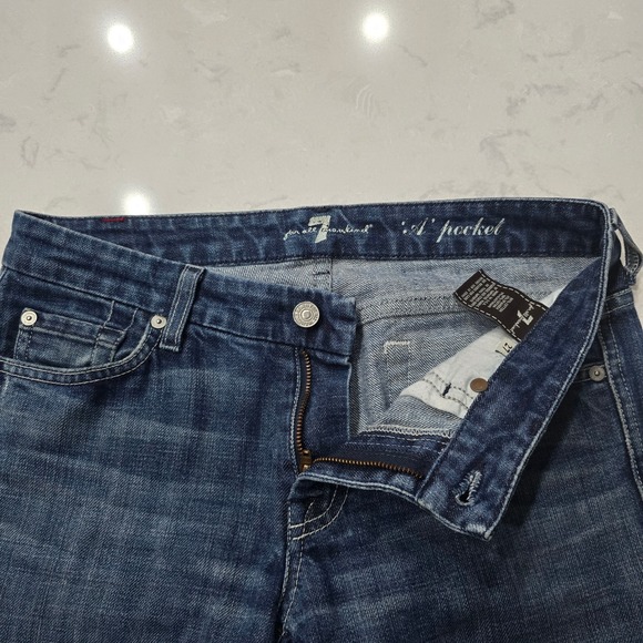 Vintage 7 For All Mankind "A Pocket" Flare Jeans Size 27 – Classic Wash USA Made - Picture 2 of 10